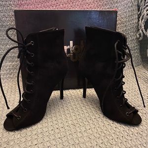 Lace Up Open Toe Bootie